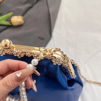 Luxury Pearl Chain Minaudière Shoulder Bag