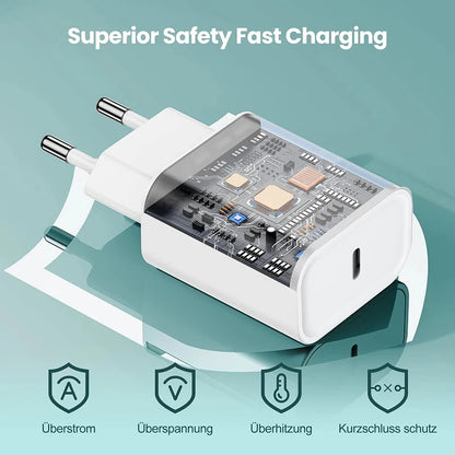 40W USB-C PD Fast Charger with USB-C Cable for iPhone