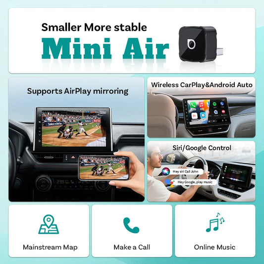 Mini Air 3-in-1 Wireless CarPlay Adapter