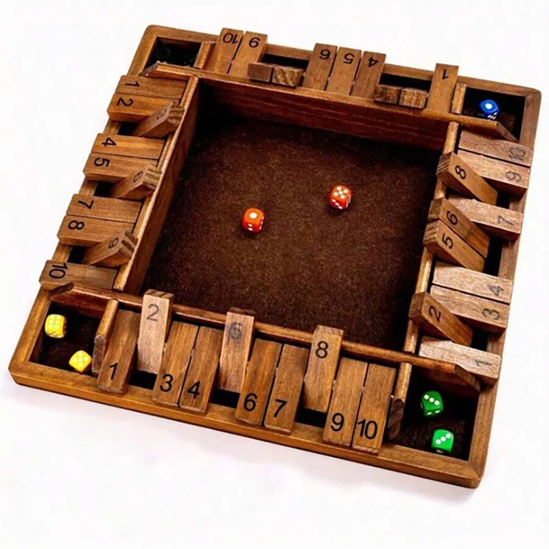 4-Sided Wooden Shut the Box Game