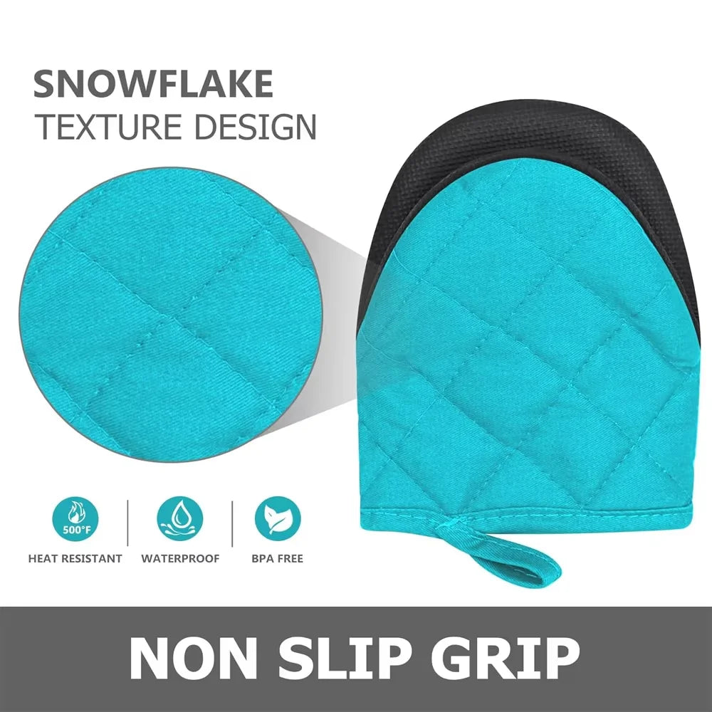 Heat-Resistant Short Oven Mitts