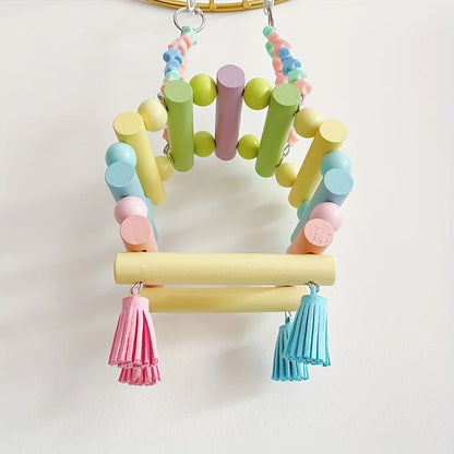 Wooden Bird Climbing Ladder & Hanging Play Toy