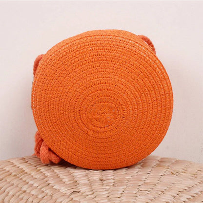 Handwoven Round Straw Crossbody Bag