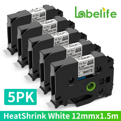 Labelife 5-Pack Compatible Brother P-Touch Label Tape Set