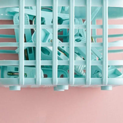 Plastic Clothespins with Storage Basket for Laundry & Home