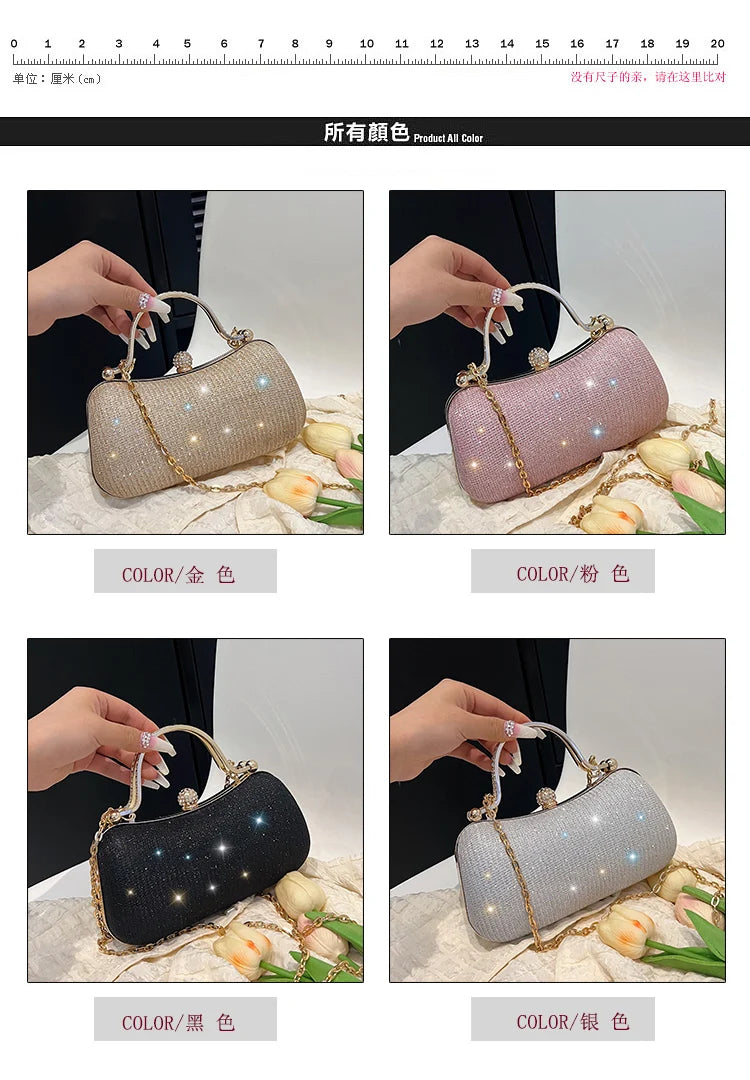 Crystal Studded Barrel Evening Bag