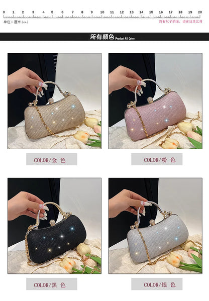 Crystal Studded Barrel Evening Bag