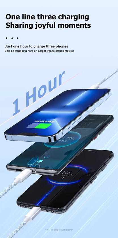 3-in-1 Fast Charging Cable with USB-C, Lightning & Micro-USB