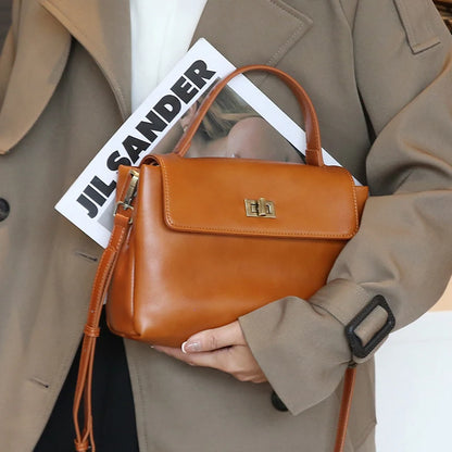 Vintage Genuine Leather Top Handle Crossbody Satchel