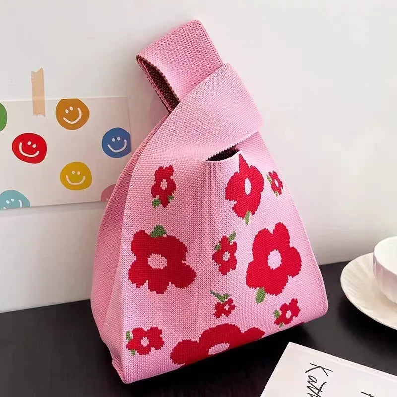 Handmade Knitted Knot Wrist Tote Bag