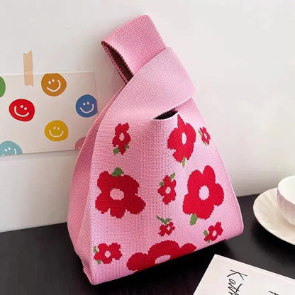 Handmade Knitted Knot Wrist Tote Bag