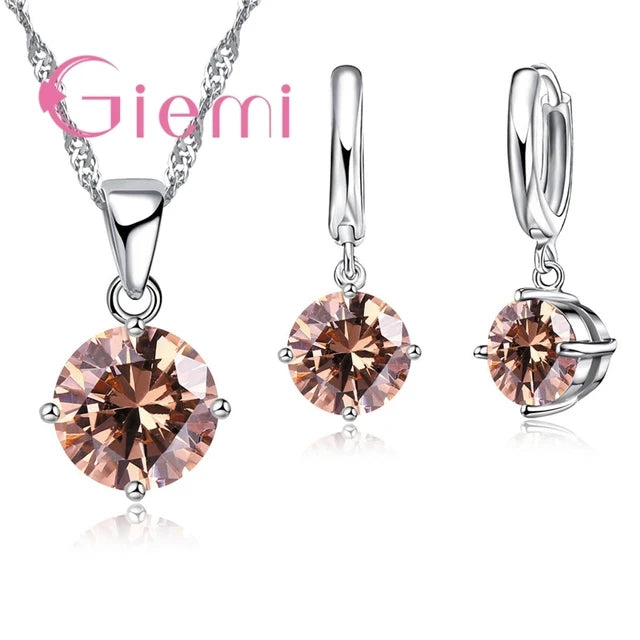 925 Sterling Silver Pendant Necklace Earrings