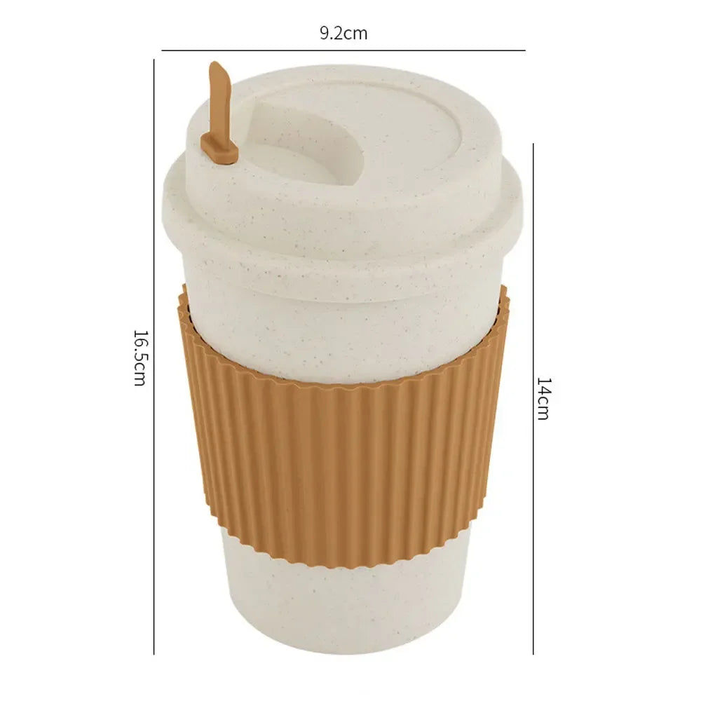 450ml Wheat Straw Reusable Coffee Cup with Lid