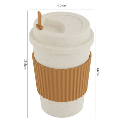 450ml Wheat Straw Reusable Coffee Cup with Lid