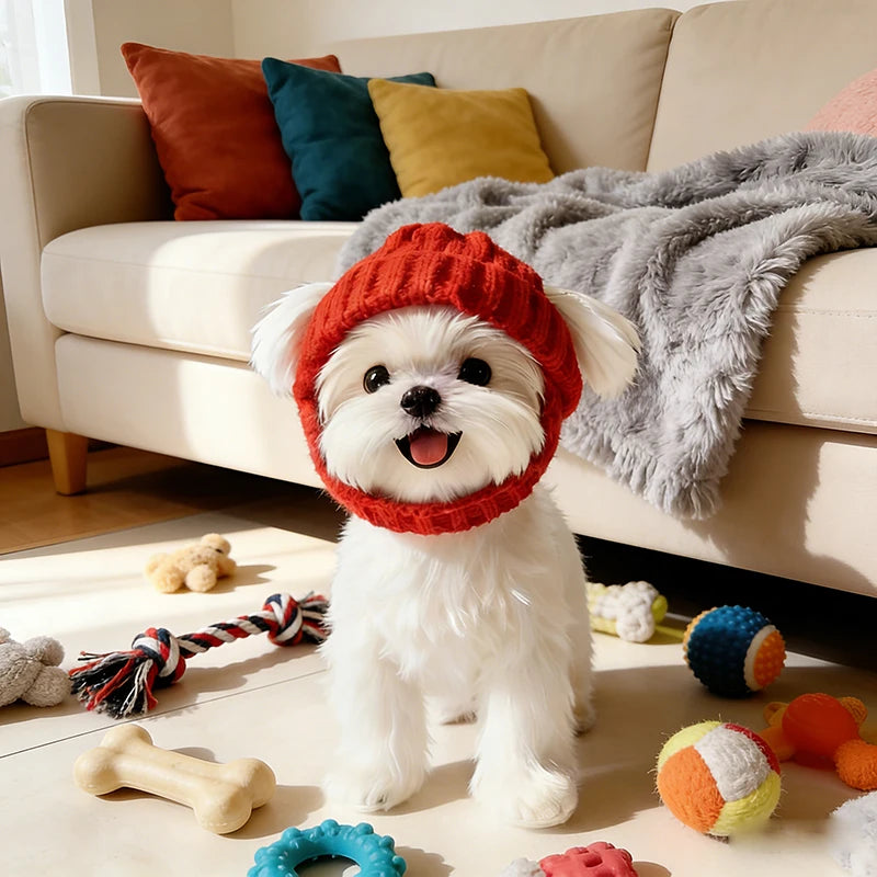 Winter Knitted Dog Hat for Small Dogs