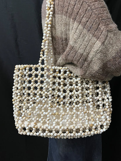 Handmade Pearl Beaded Shoulder Handbag