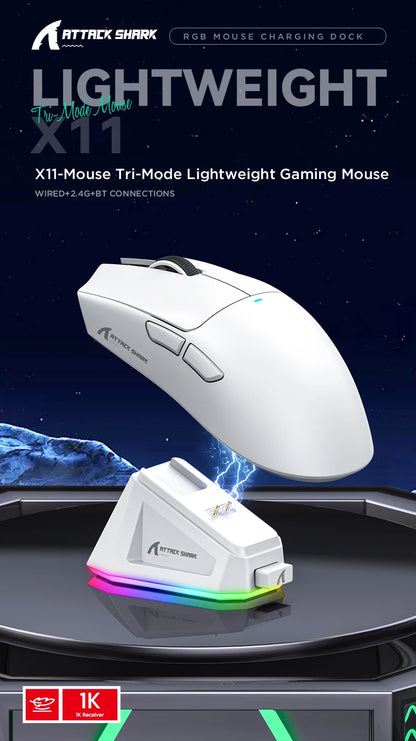 Ultra-Light RGB Gaming Mouse with PAW3311 Sensor & Magnetic Charging