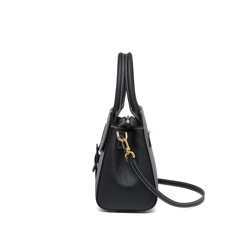 Luxury Cow Leather Doctor Style Tote Bag with Messenger Strap