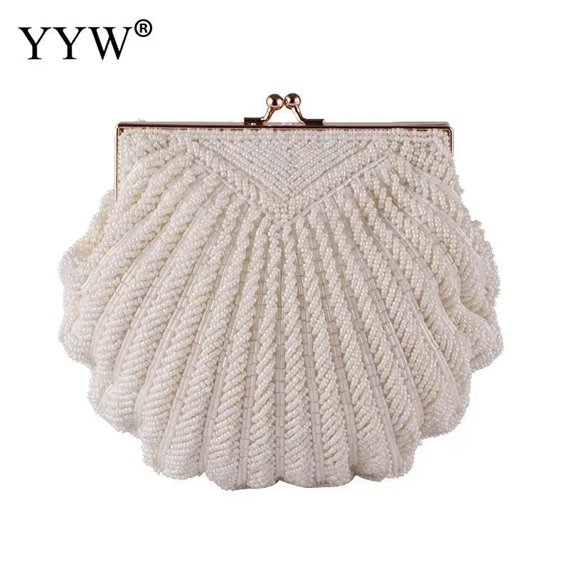 Beaded Shell Wedding Clutch Bag