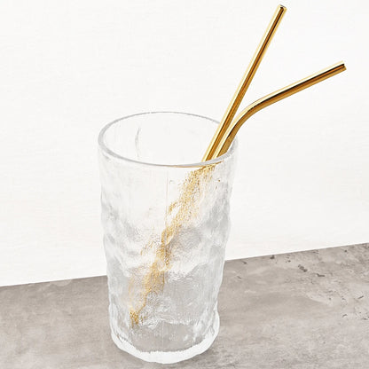 Reusable 304 Stainless Steel Metal Drinking Straws Set with Cleaning Brush