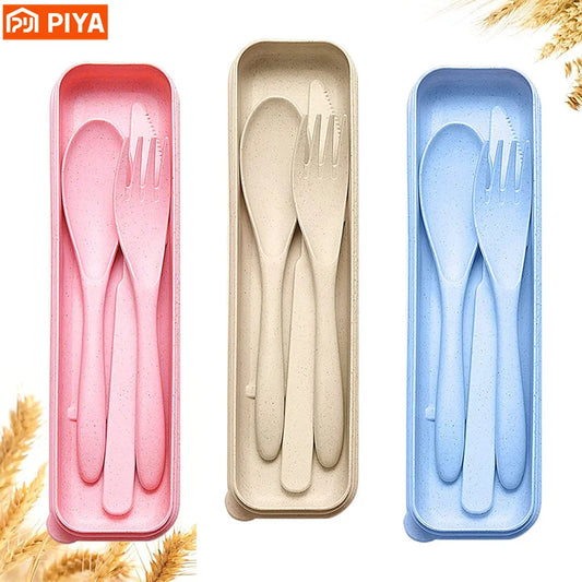 Reusable Wheat Straw Travel Utensils Set with Case