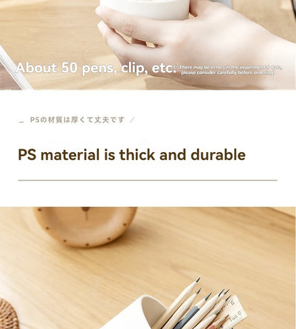 Minimalist Double-Layer Desk Organizer Pen Holder for Office & Makeup Brushes