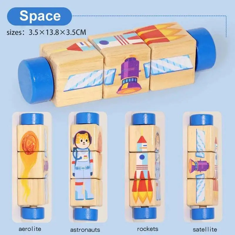 Rotating Wooden Cartoon Matching Puzzle