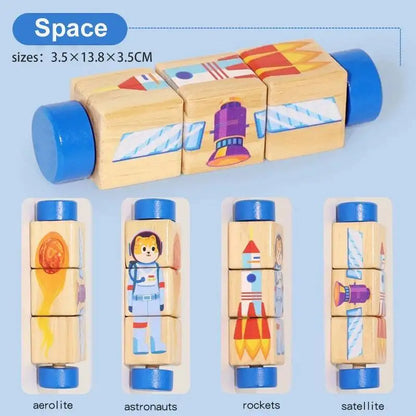 Rotating Wooden Cartoon Matching Puzzle