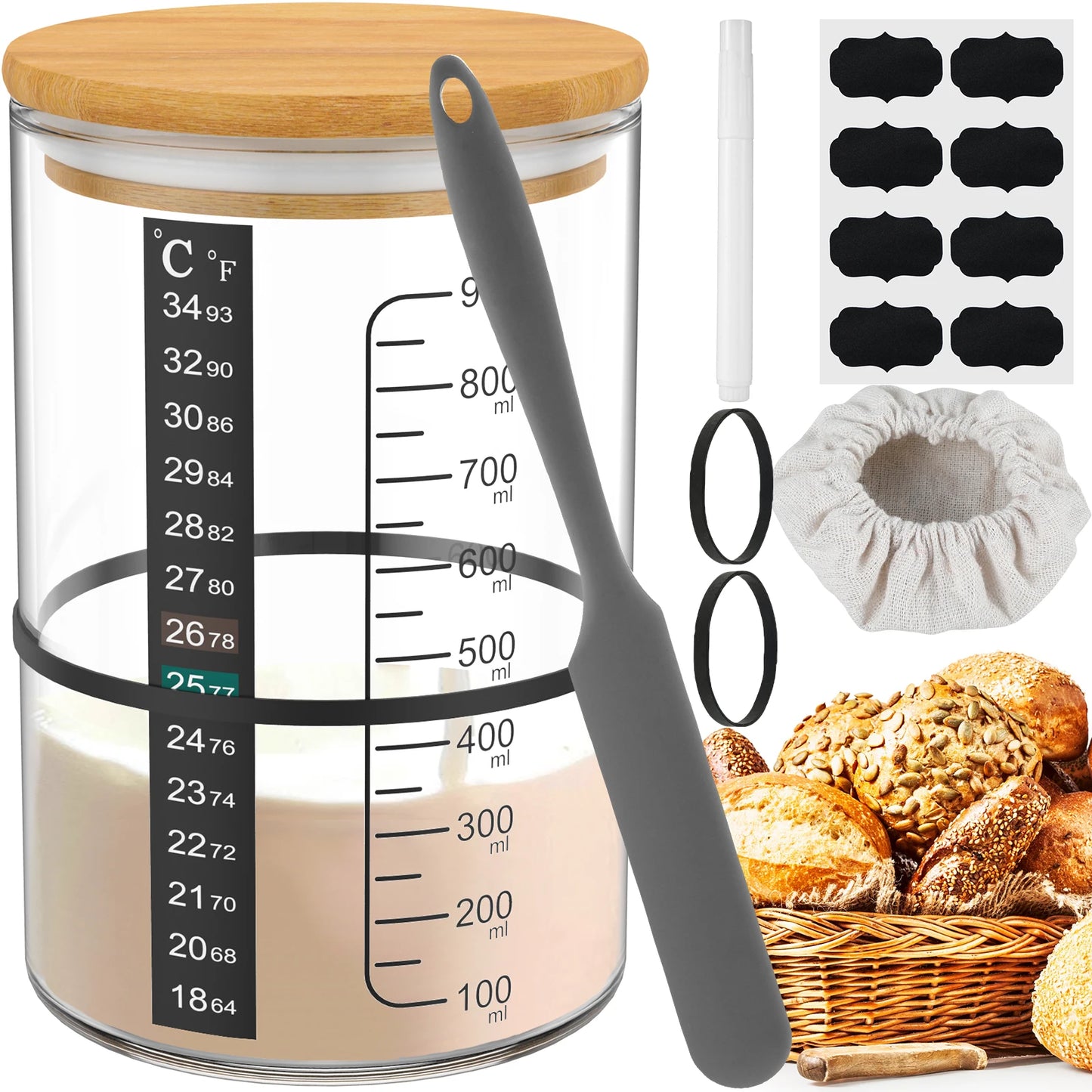 Sourdough Starter Jar Kit with Fermentation Accessories