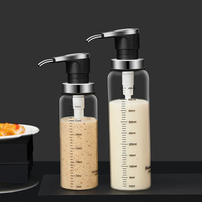 Glass Pump Sauce Dispenser Bottle