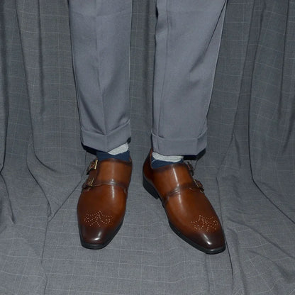 Italian Style Luxury Genuine Leather Monk Strap
