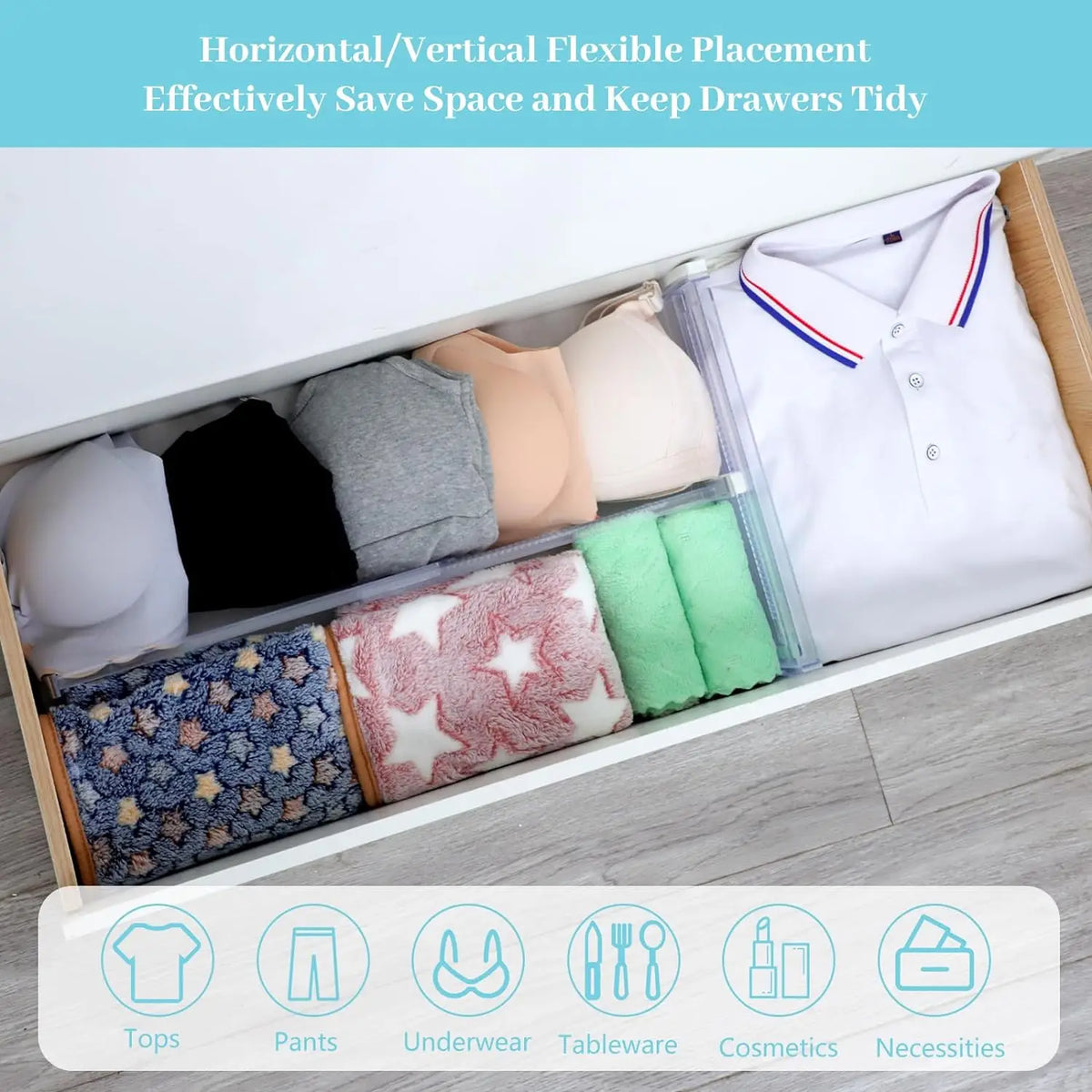 Adjustable Clear Drawer Dividers Organizer