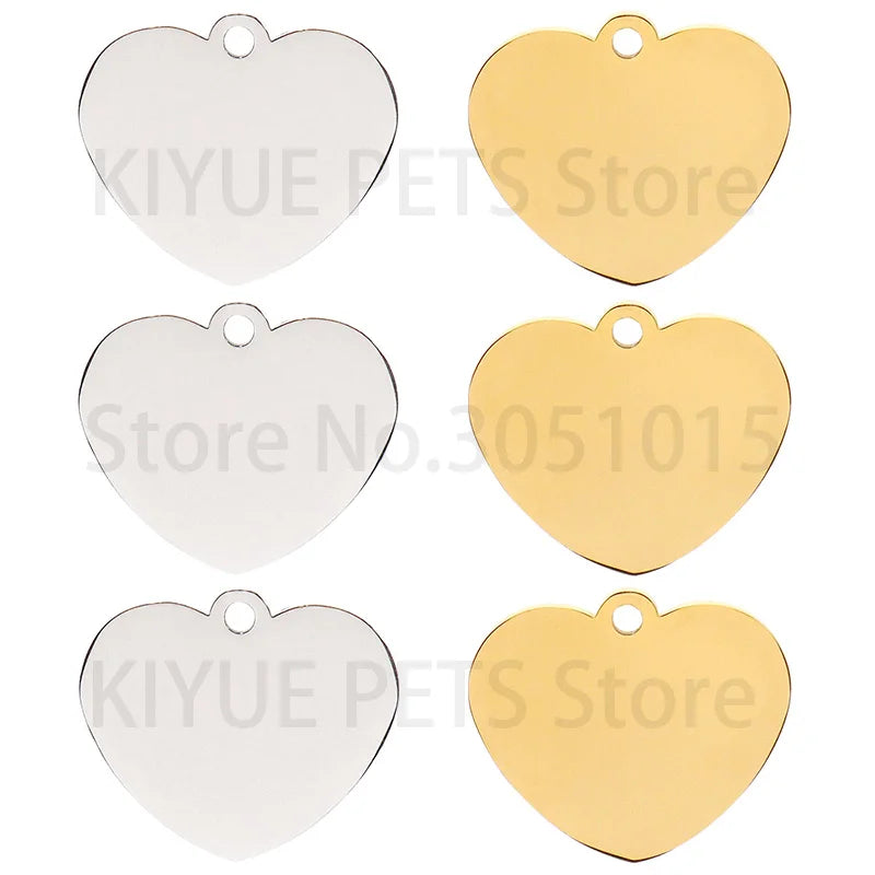 Heart-Shaped Stainless Steel Pet ID Tag Set