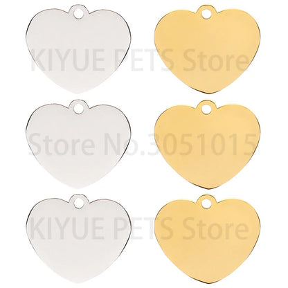 Heart-Shaped Stainless Steel Pet ID Tag Set