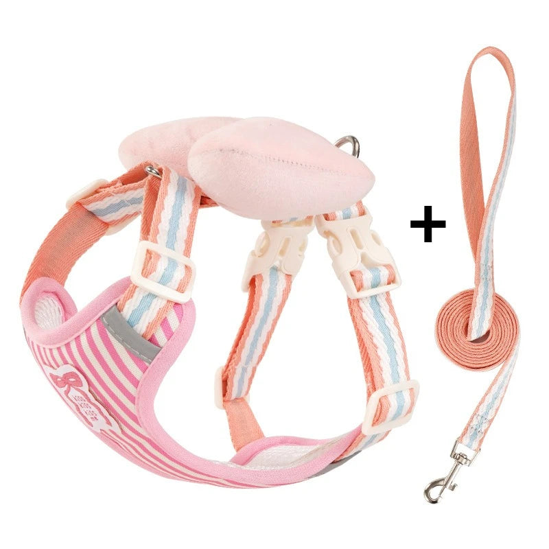 Dog Harness with Bow & No-Pull Leash