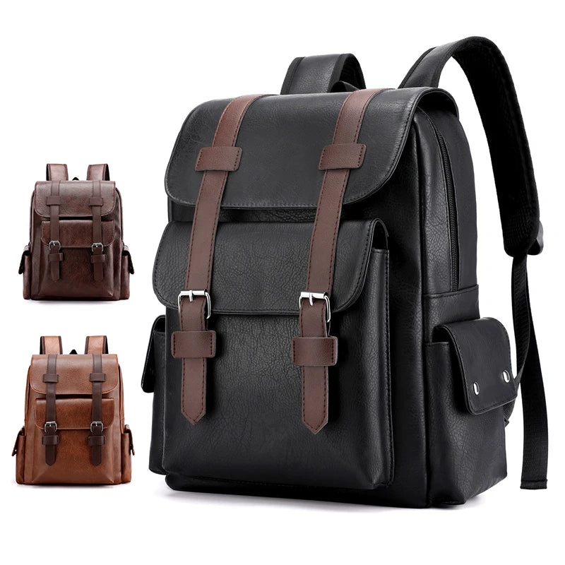 Men’s PU Leather Laptop Backpack
