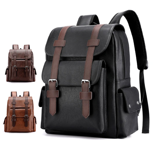 Men’s PU Leather Laptop Backpack