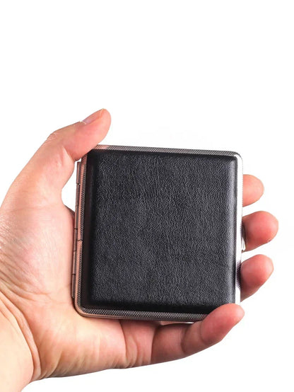 Leather & Stainless Steel Double-Opening Cigarette Case