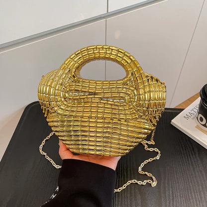 Metallic Acrylic Woven Handbag