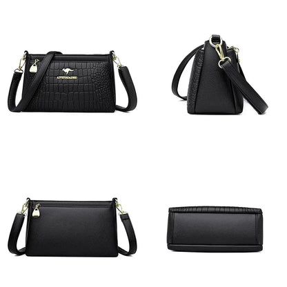 Casual Floral Embossed Leather Crossbody Shoulder Bag