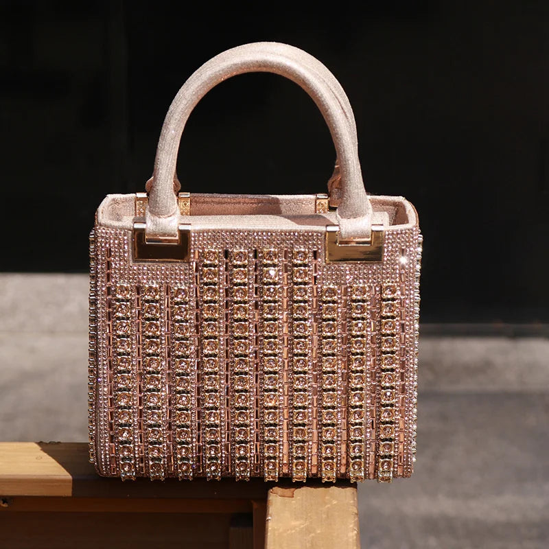 Crystal Inlaid Evening Satchel Bag