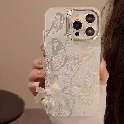 Deluxe Butterfly Glitter Phone Case for iPhone with Lanyard