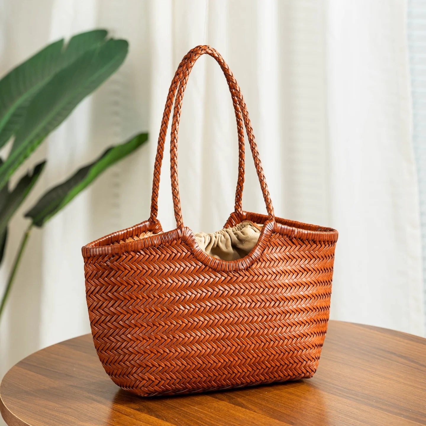 Handwoven Leather Tote Bag