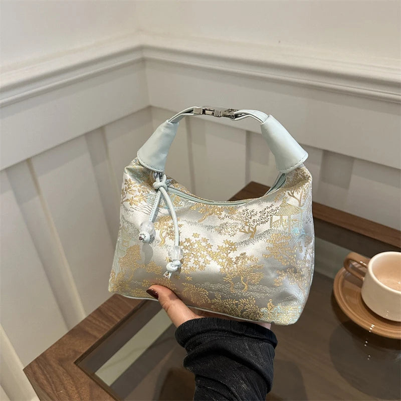 Chinese Embroidered Canvas Shoulder Handbag