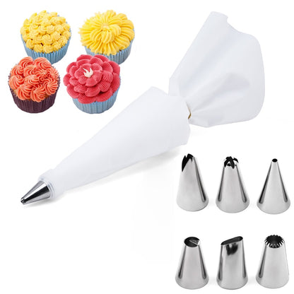 6-24 Pcs Set Pastry Bag and Stainless Steel Cake Nozzle