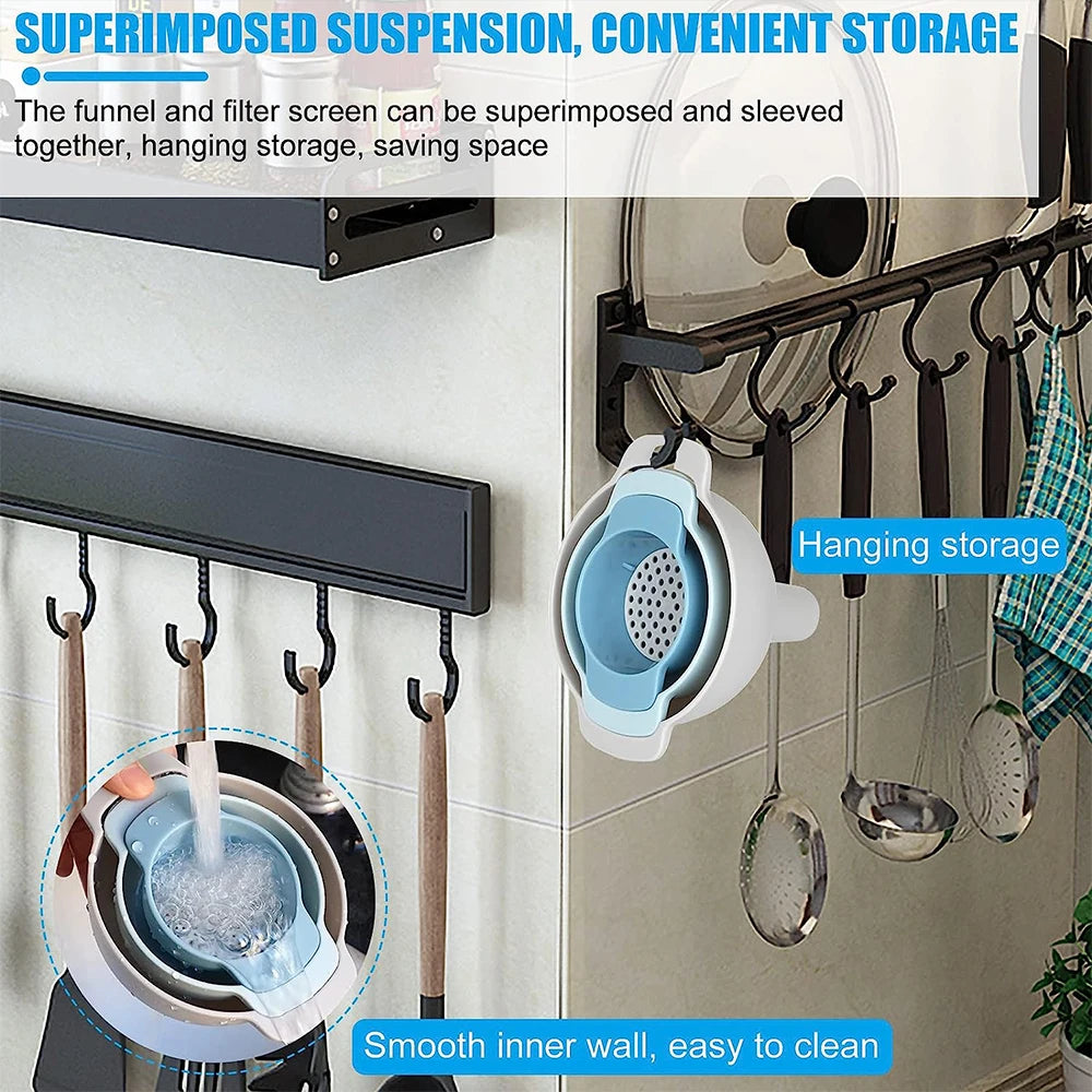 4-in-1 Kitchen Funnel Set with Detachable Strainer