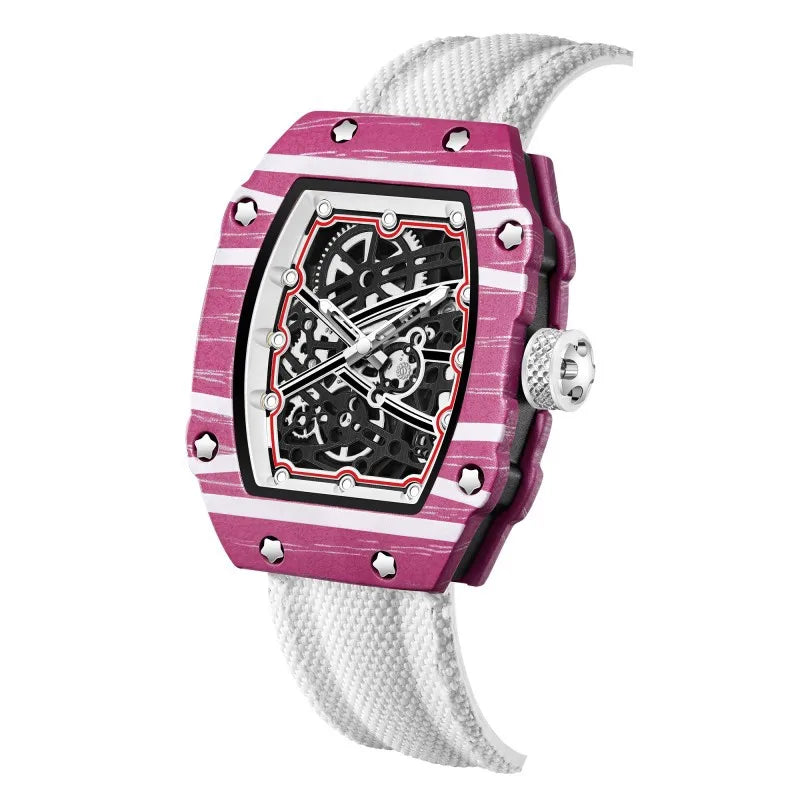Ultra-Thin Tonneau Men's Nylon Strap Quartz Watch