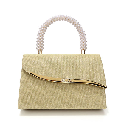 Metal Pearl Glitter Evening Clutch Bag