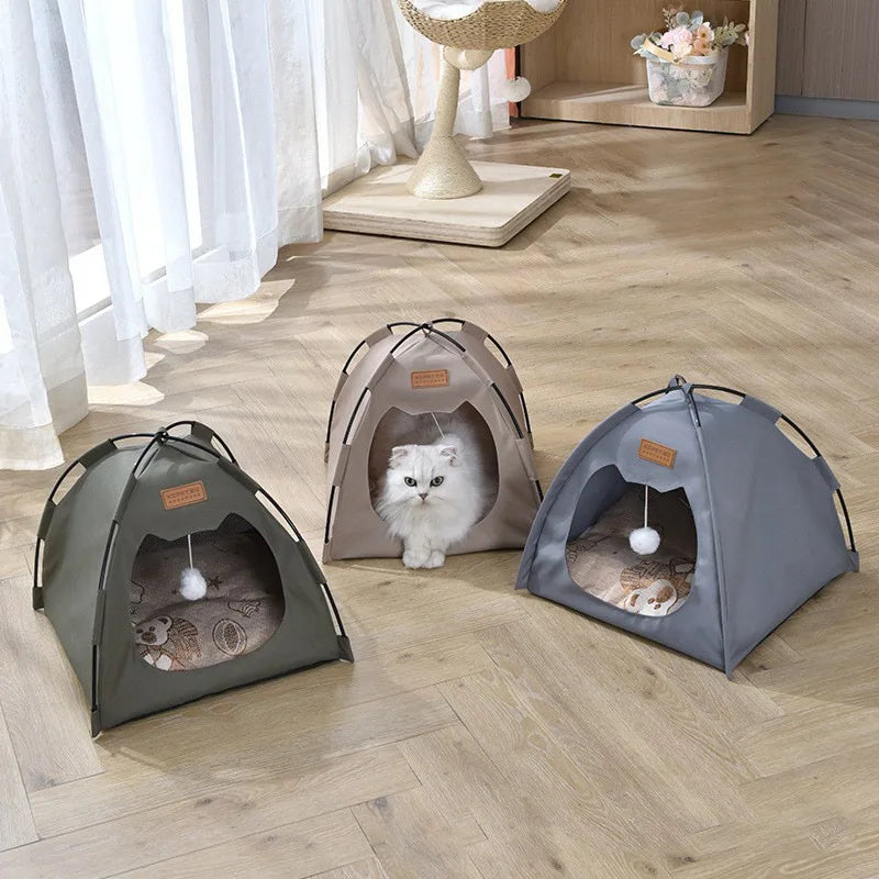 Semi-Enclosed Pet Tent – Foldable Summer Cooling Dog Nest