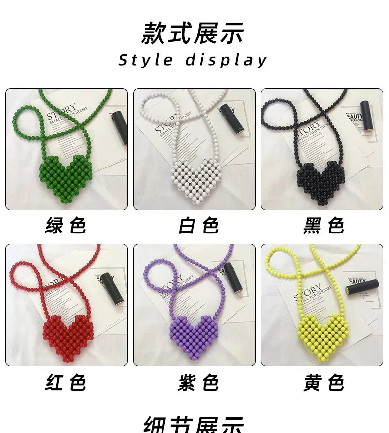 Mini Heart Beaded Crossbody Bag